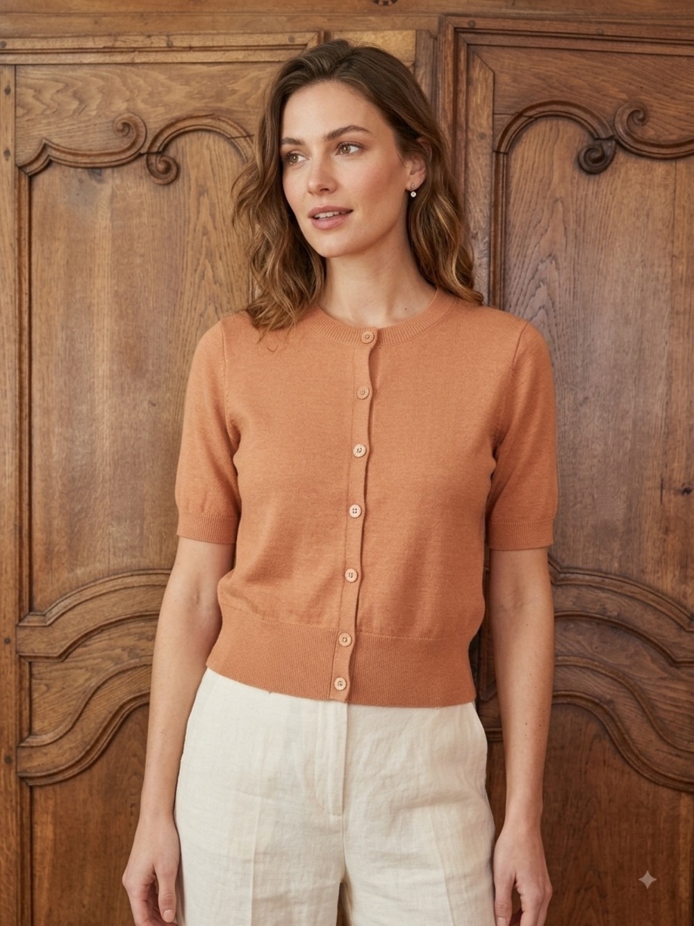 NEW TYLER BOE kit cotton blend short sleeve cardigan